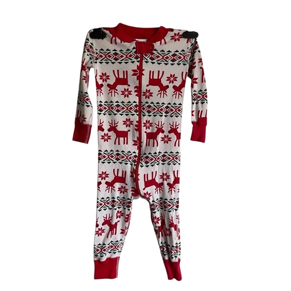 Hanna Andersson Red and White Reindeer Pajamas 85 cm US Size 2 Unisex - Picture 2 of 15